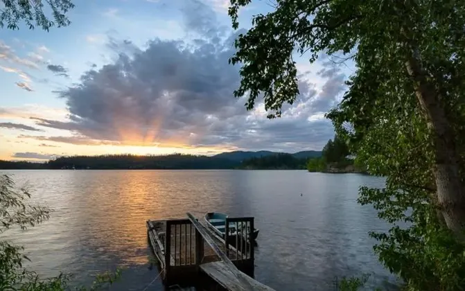 Hauser Lake summer sunset dock